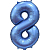 Шар (34''/86 см) Цифра, 8, Синий сатин