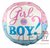 Шар (18''/46 см) Круг, Гендер Пати, Голубой/Розовый