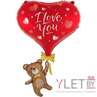 Шар (33''/84 см) Фигура, Мишка с сердцем