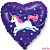 Шар (18''/46 см) Сердце, Единорог на синем