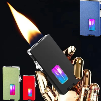 Зажигалка газовая с окном заполнения газа, по взмаху, кнопка сбоку