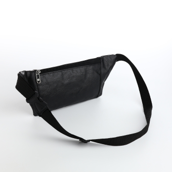 Сумка поясная "Optima" на молнии, 30*1,5*10 см, 2 наружных кармана, черный