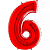 Шар (40"/102 см) Цифра, 6, Красный
