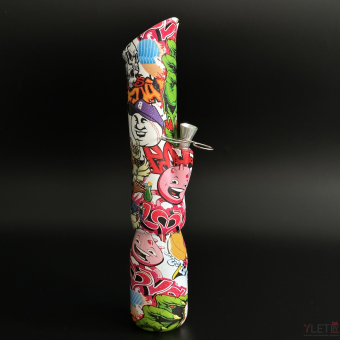 Бонг 30 см Комиксы WP-009, стекло+силикон