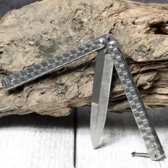Нож бабочка Серебро плетение