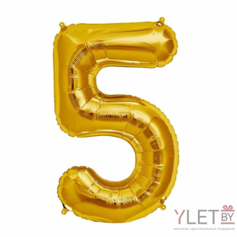 Шар (34''/86 см) Цифра, 5, Золото