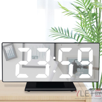 Часы зеркальные в розетку DS 3618L Led mirror (белые цифры)
