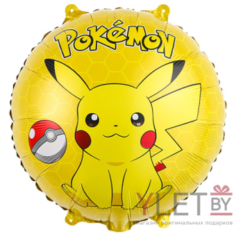 Шар (18''/46 см) Круг, Персонаж Аниме желтый. Пикачу