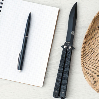 Нож складной Бабочка черный Цепь