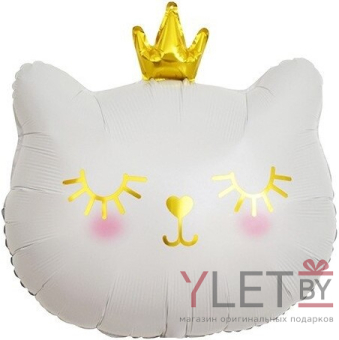 Шар (22"/56 см) Котенок Принцесса, Белый