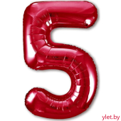 Шар (40"/102 см) Цифра, 5, Красный