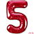 Шар (40"/102 см) Цифра, 5, Красный