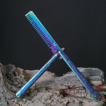 Нож бабочка тренировочный с расческой Хамелеон Дракон