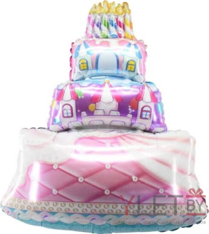 Шар (30''/76 см) Фигура, Торт, Сказочный замок, Розовый ПОД ВОЗДУХ