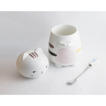 Кружка Кот с ложкой №1 розовый