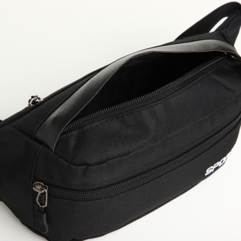 Сумка поясная "Прайм" на молнии,  36*10*14 см, 2 наружных кармана, чёрный