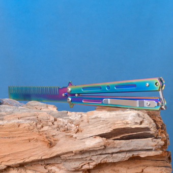 Нож бабочка тренировочный с расческой Хамелеон TT-903