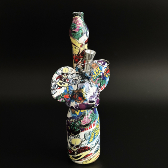 Бонг 25 см Monkey граффити WP012, стекло+силикон