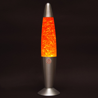 Лава лампа с блестками в сером корпусе 48 см Желтая