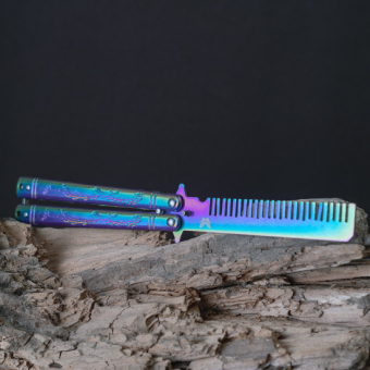 Нож бабочка тренировочный с расческой Хамелеон Дракон