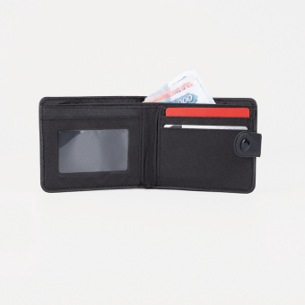 Портмоне мужское "Лорд" на кнопке, отдел для купюр, для карт, цвет чёрный