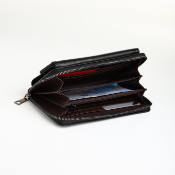 Портмоне-клатч мужской "Гранд" на молнии, цвет чёрный