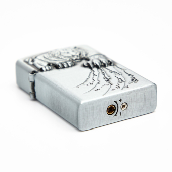 Зажигалка газовая турбо Тигр серебро