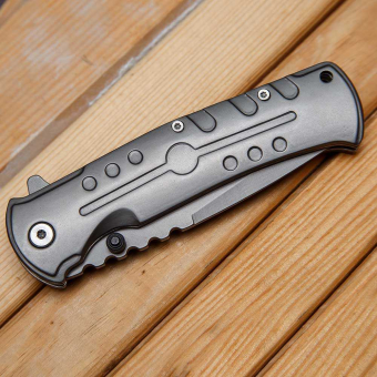 Нож складной механический Stainless серый матовый B006