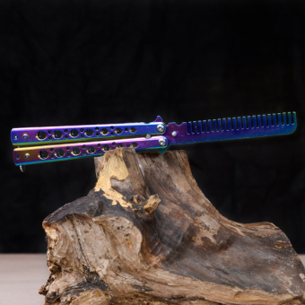 Нож бабочка тренировочный хамелеон с расческой Круги