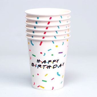 Стакан бумажный Happy Birthday, набор 6 шт, 250 мл