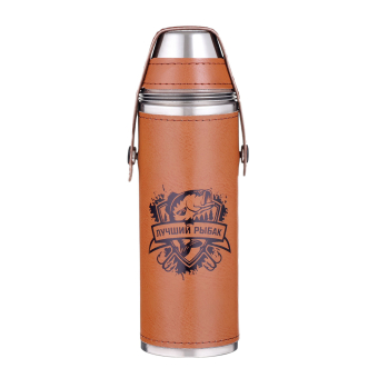 Фляжка для алкоголя 300 мл, «Лучший рыбак», нержавеющая сталь, 3 стопки по 30 мл