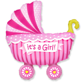 Шар (40''/102 см) Коляска для девочки, Розовый