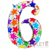 Шар (40″/102 см) Цифра,6 Звезды, дизайнерская