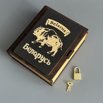 Копилка деревянная книга "Зубр" темная
