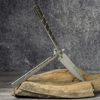 Нож бабочка Серебро Волна