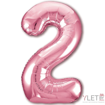 Шар (40''/102 см) Цифра, 2 Slim, Розовый фламинго