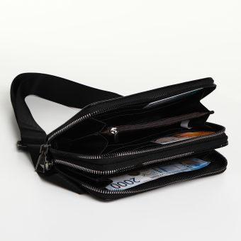 Портмоне-клатч мужской "Премиум" на молнии, цвет чёрный