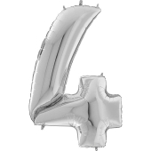 Шар (40''/102 см) Цифра, 4, Серебро