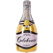 Шар (39''/99 см) Фигура, Бутылка, Шампанское вино, Золото