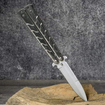 Нож бабочка Серебро Волна