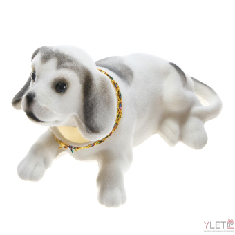 Собака на панель авто, качающая головой, белый окрас, 16 х 13 х 8,5