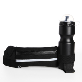 Сумка поясная "Run" на молнии, 24*1*10 см, светоотражающие элементы, черный