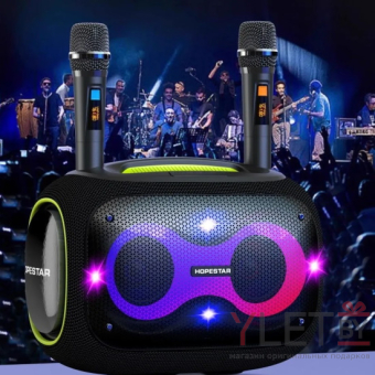 Портативная колонка Hopestar Party Box 120W с двумя микрофонами Черная