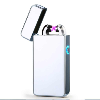 Импульсная зажигалка двойная Lighter серая