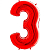 Шар (40"/102 см) Цифра, 3, Красный
