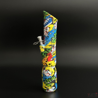 Бонг 30 см Граффити WP-009, стекло+силикон