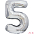 Шар (34''/86 см) Цифра, 5, Серебро