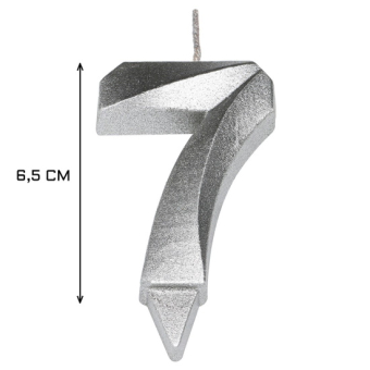 Свеча цифра 7 Грани, Серебро, 6.5 см