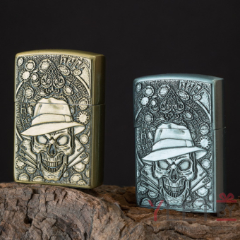 Зажигалка газовая с кремнием Череп в шляпе