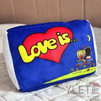 Подушка "Love is" синяя